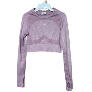 Gymshark Crop Top Flex Sports Long Sleeve Mauve Thumb Holes Size Womans Small